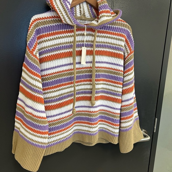 Rebecca Taylor oversized S NWT Vibrant Purple and Orange hooded cotton sweater - Picture 6 of 14